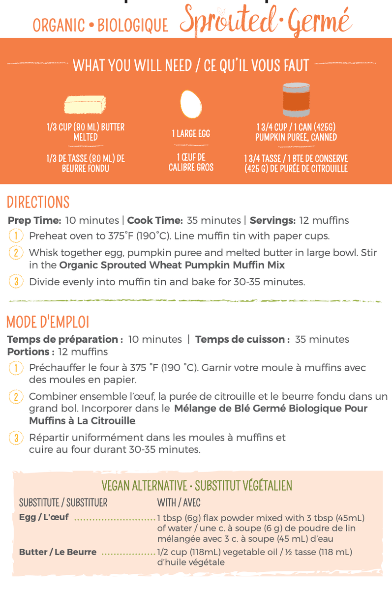 Sprouted Wheat Pumpkin Muffin Mix  Second Spring Sprouted Foods