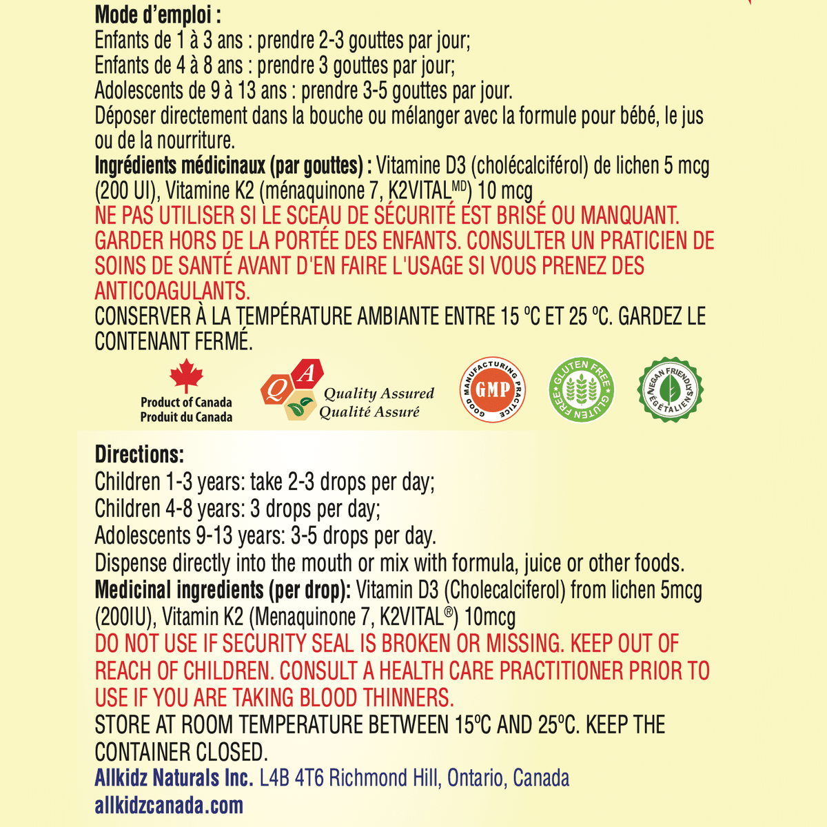 Vegan Vitamin D3 K2 Drops  Allkidz Naturals Inc.