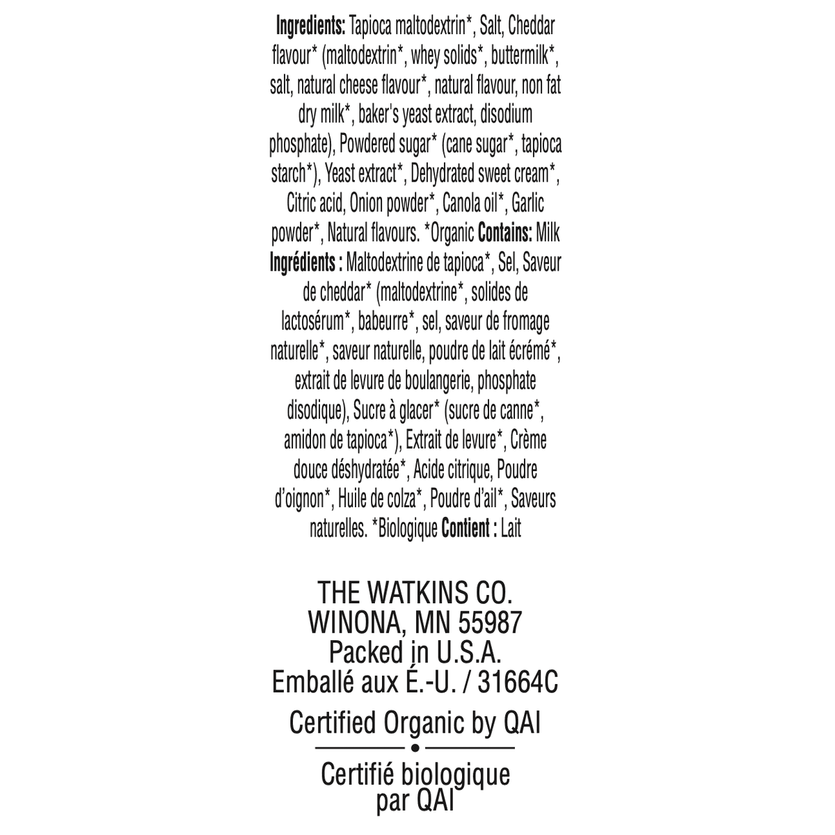 White Cheddar Popcorn Seasoning  Watkins Co.