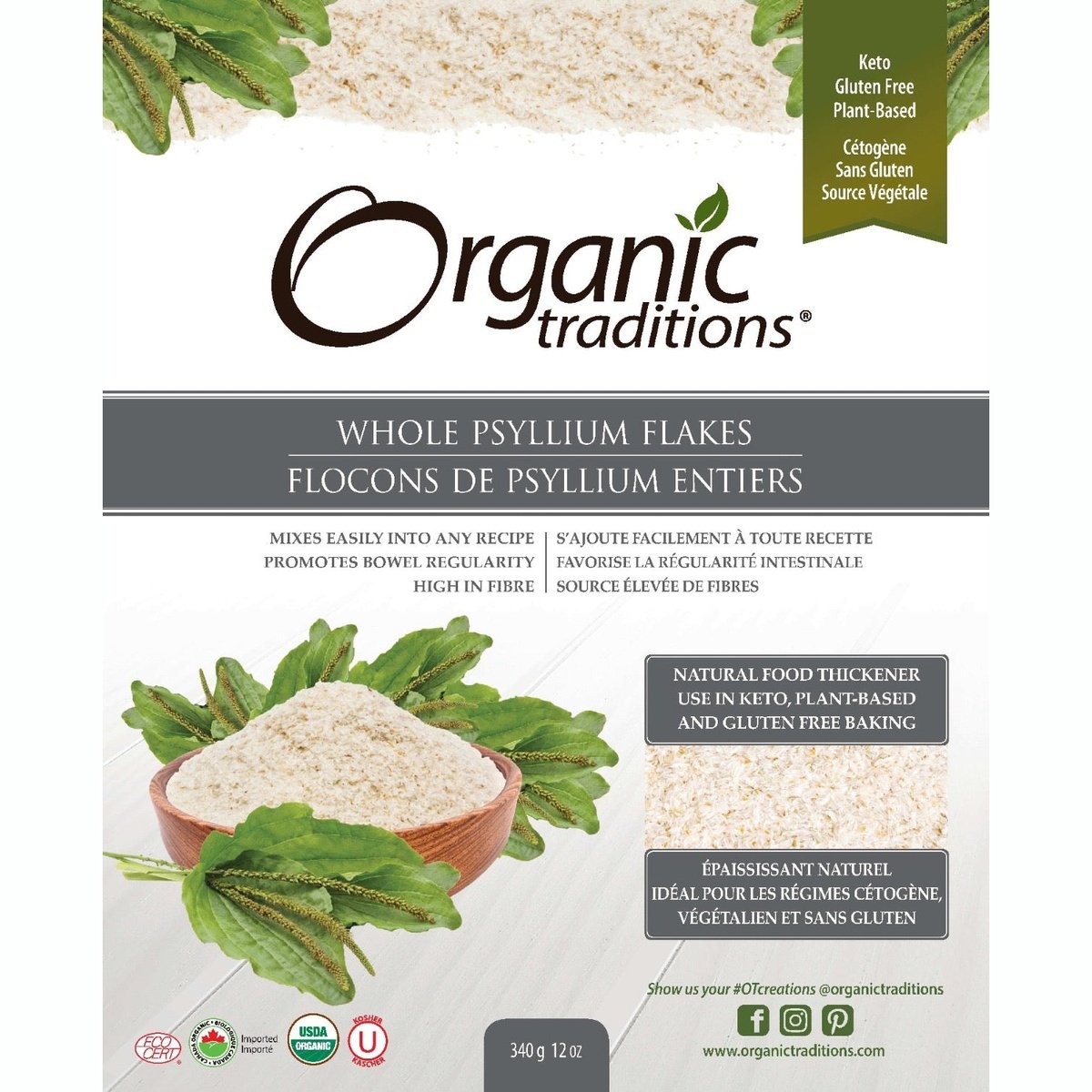Whole Psyllium Flakes  Organic traditions