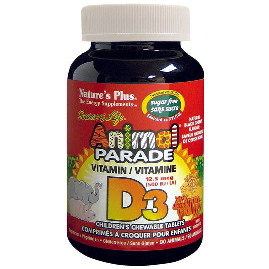 Animal Parade Sugar Free Vitamin D3, Children's Chewables, Black Cherry  Natures Plus