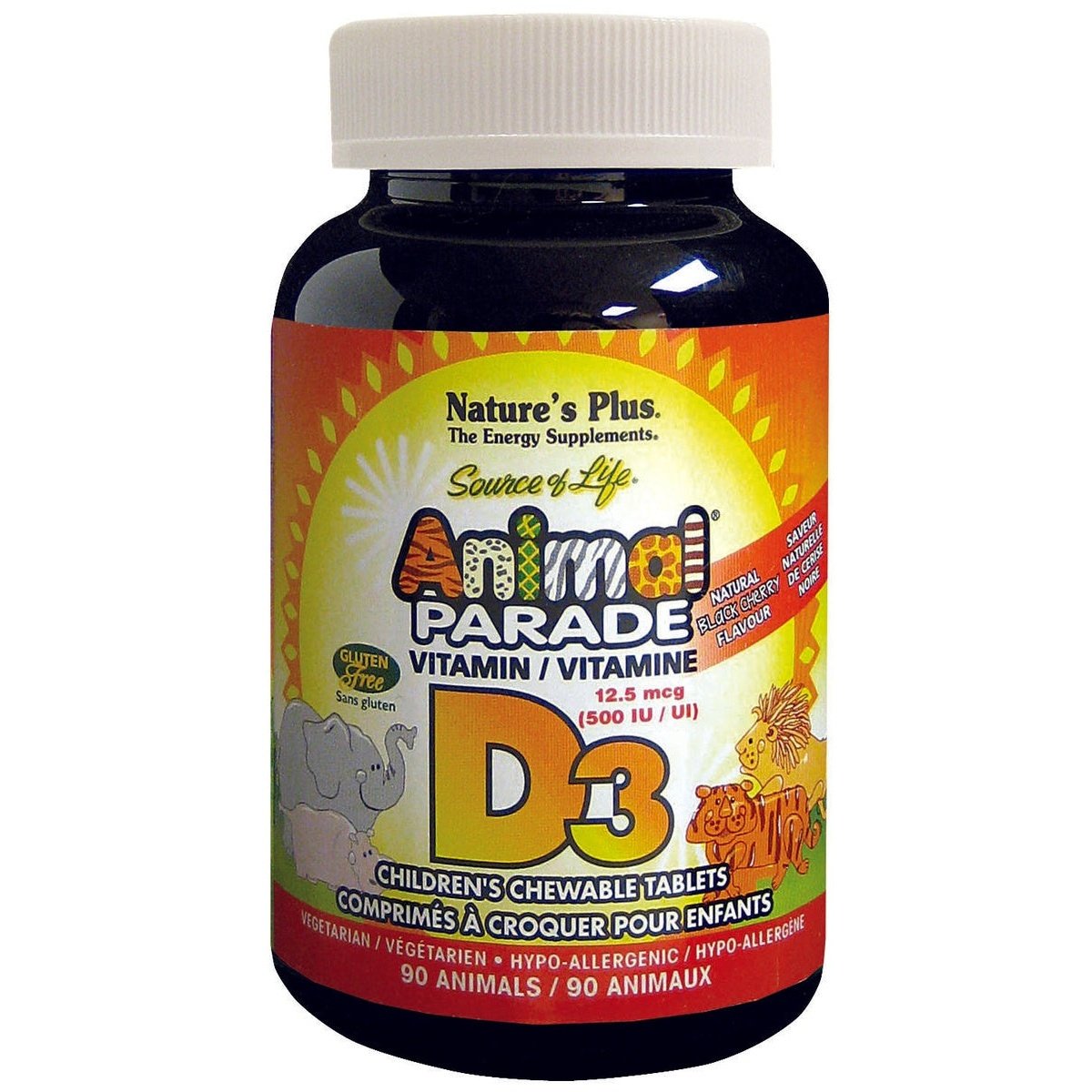 Animal Parade Vitamin D3, Children's Chewables, Black Cherry  Natures Plus