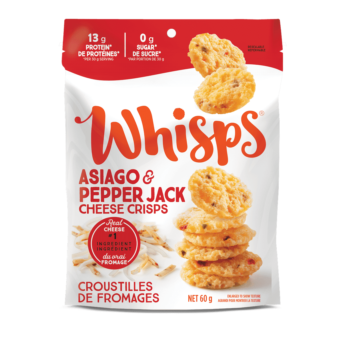 Asiago Pepper Cheese Crisps  WHISPS