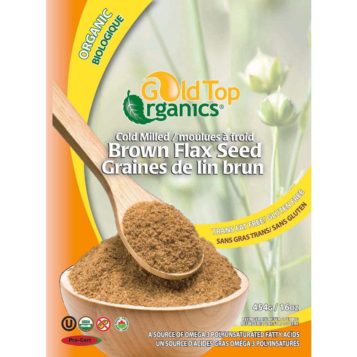 Cold Milled Brown Flax Seed  Gold Top Organics