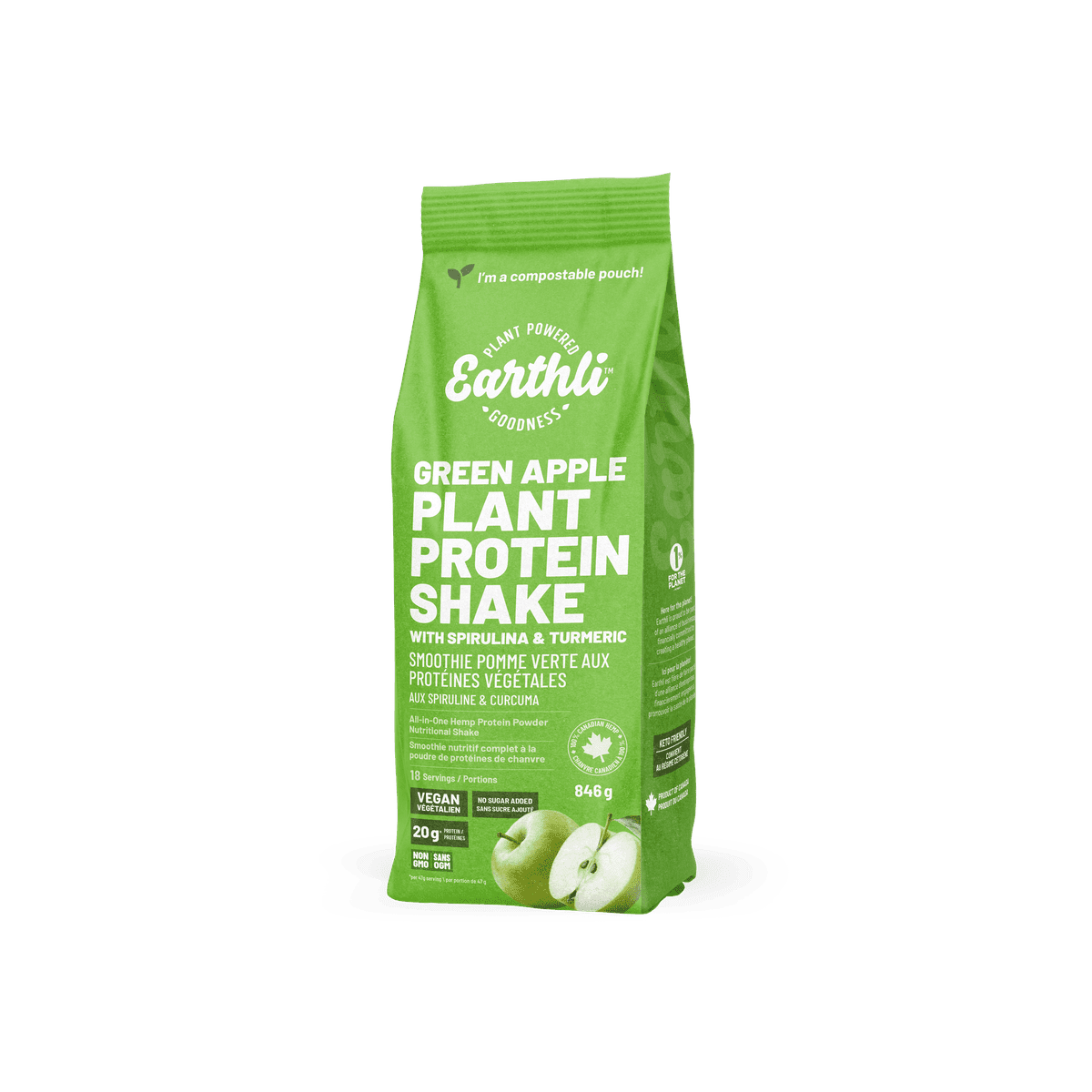 Green Apple Plant Protein Shake Earthli