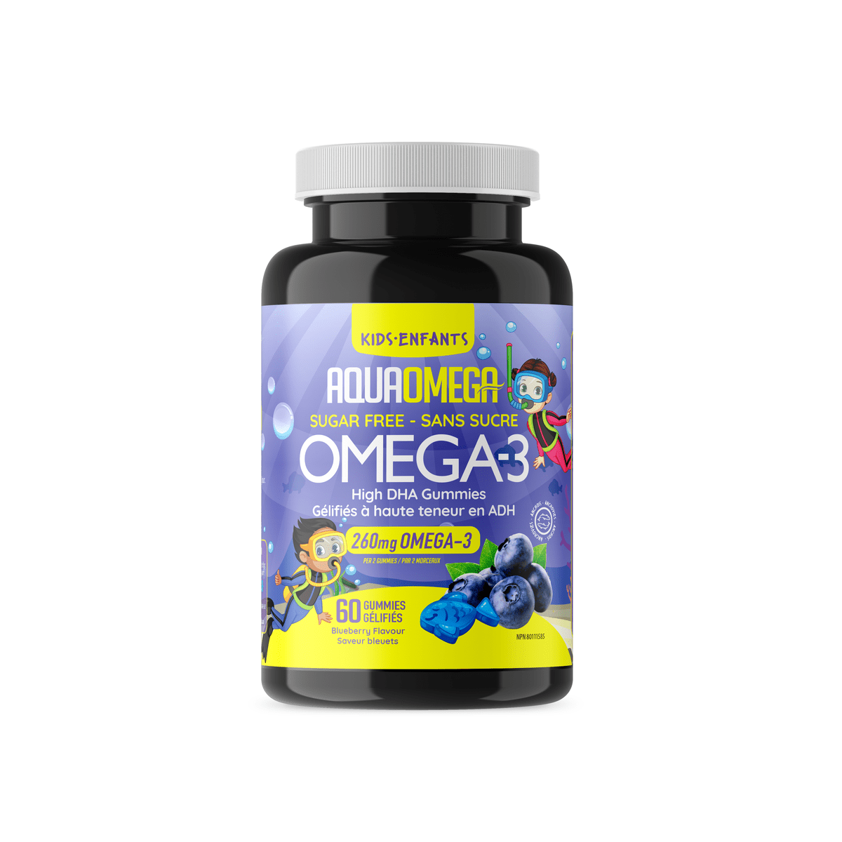 High DHA Kids Gummies, Blueberry  AQUAOMEGA