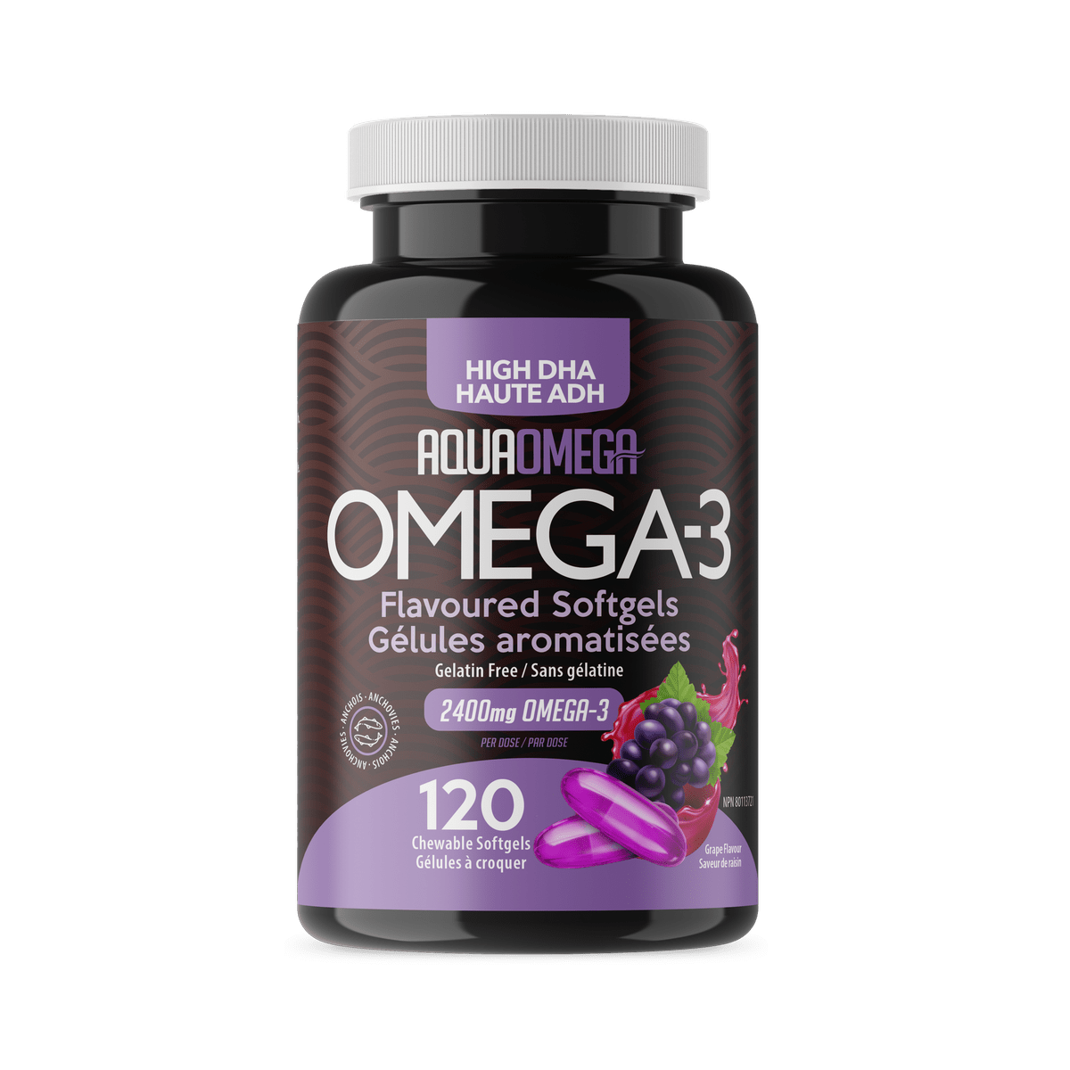 High DHA Softgels Grape  AquaOmega