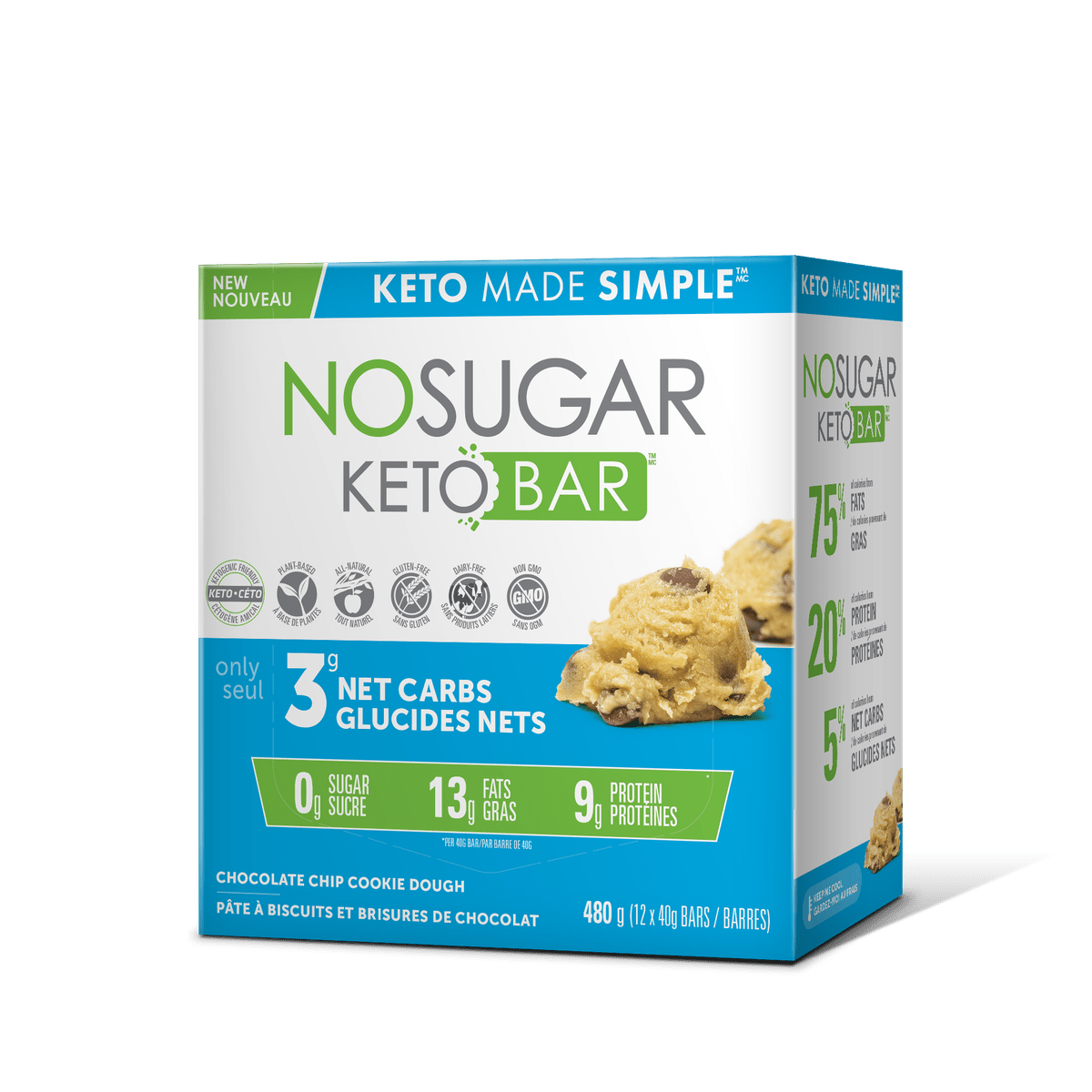 Keto Bar Chocolate Chip Cookie Dough Flavour  No Sugar Company