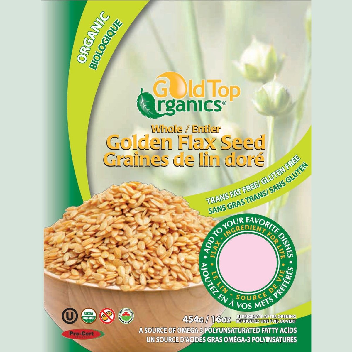 Whole Golden flax 454g  Gold Top Organics