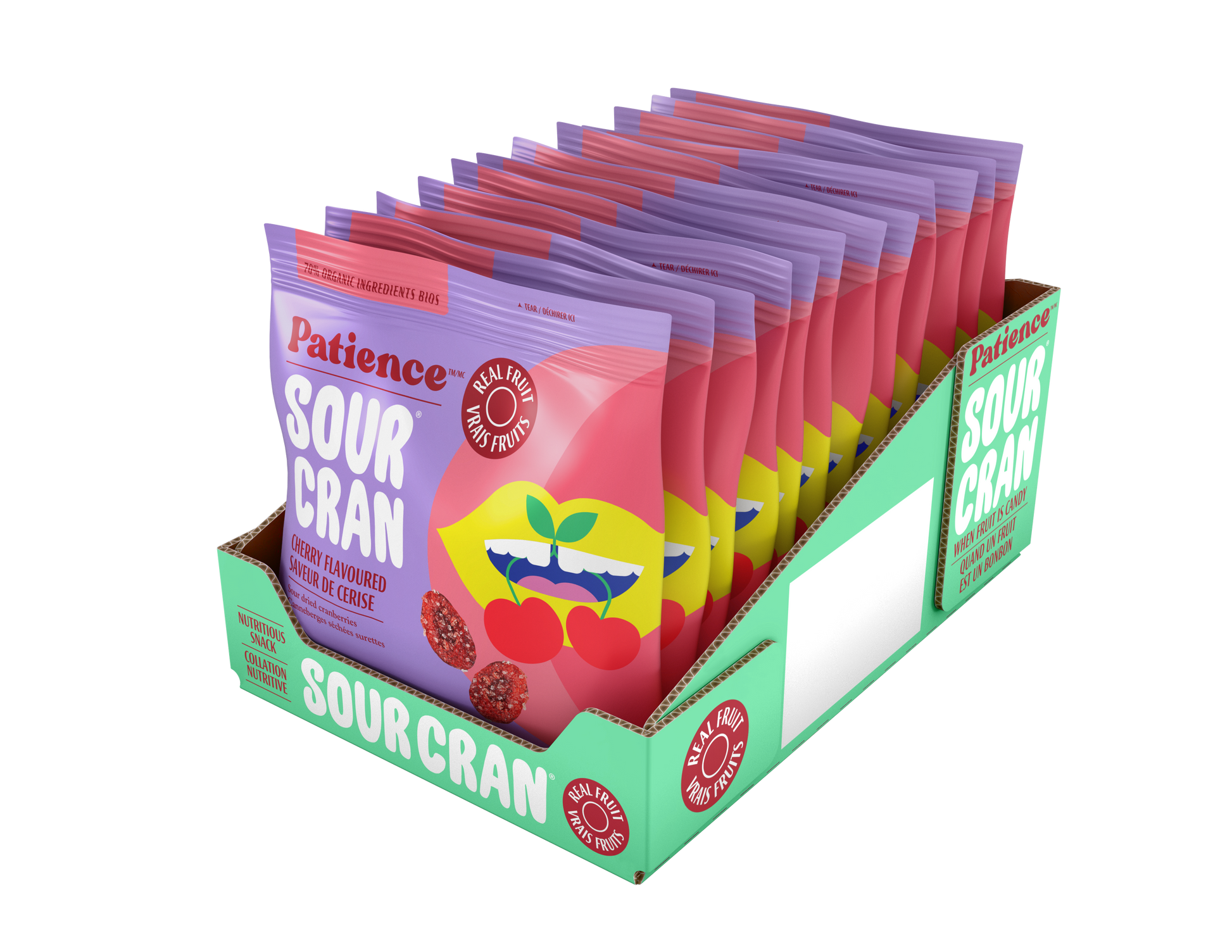 SourCran Flavoured Sour Dried Cranberries  Patience Fruit & Co. 60g Cherry 