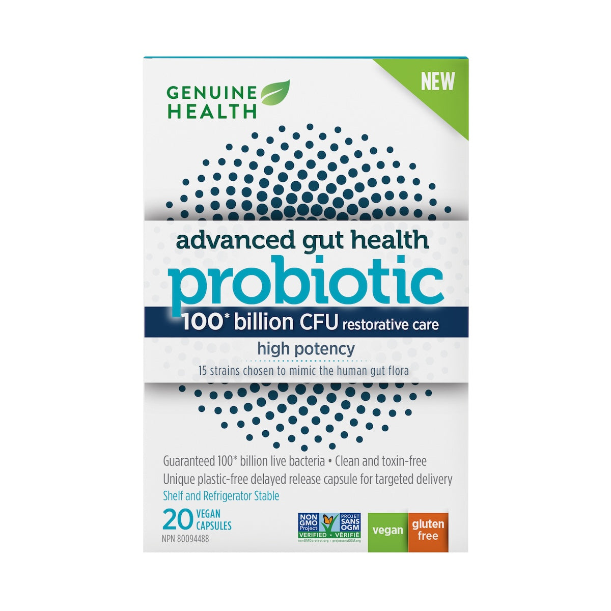 Advanced Gut Health Probiotics, 100 billion CFU  Genuine Health   