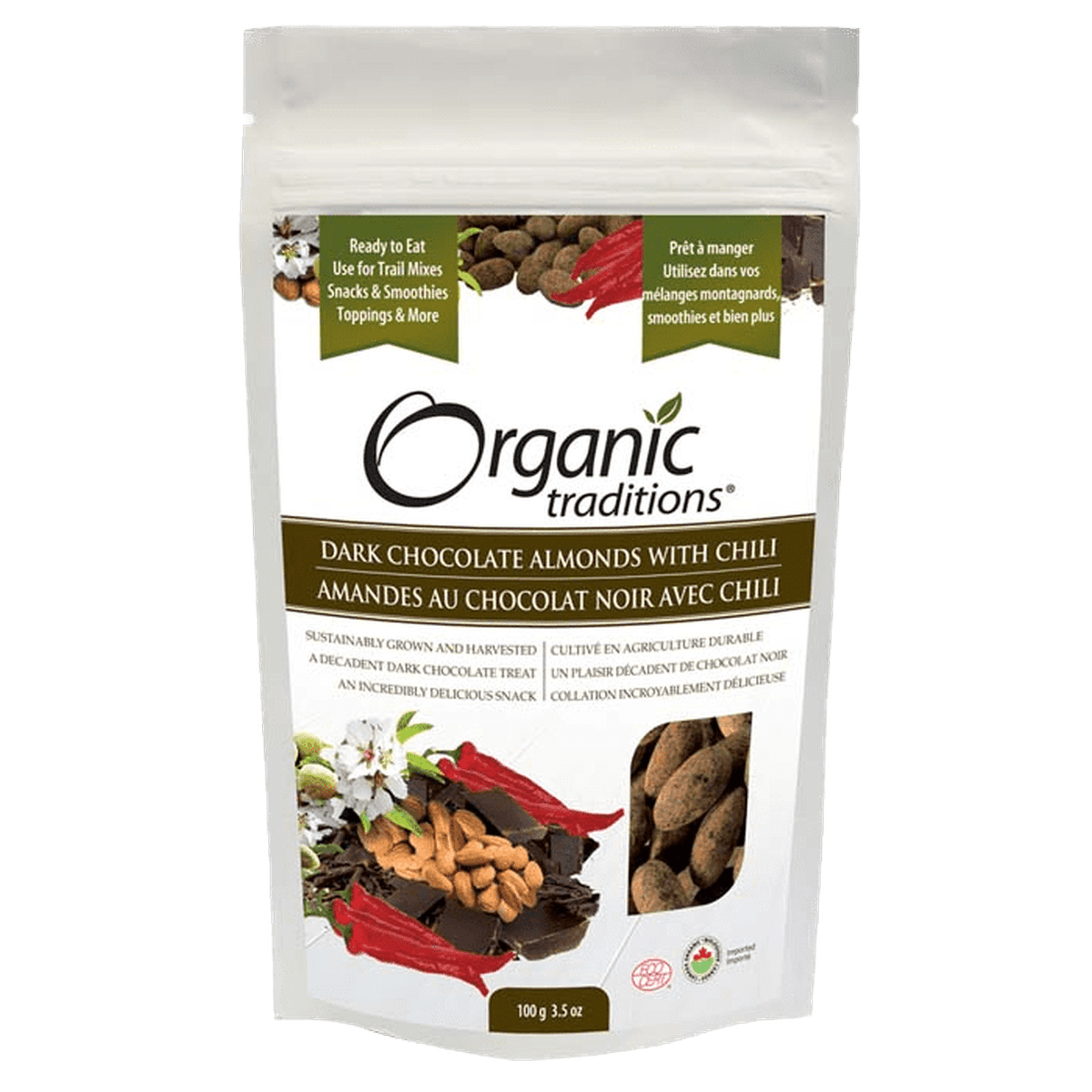 Almonds, Dark Chocolate With Chili  Organic Traditions 100g  