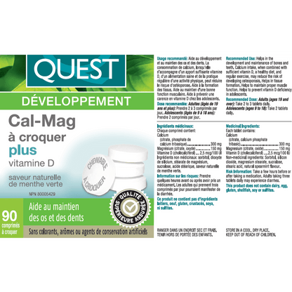 Chewable Cal-Mag + Vitamin D  Quest - The Quest For Health   