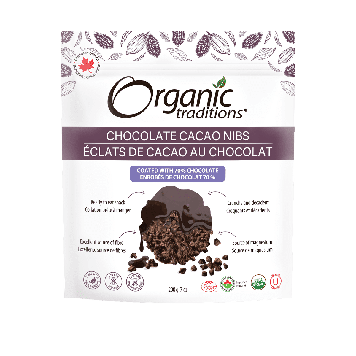 Chocolate Cacao Nibs-70% Chocolate  Organic Traditions   