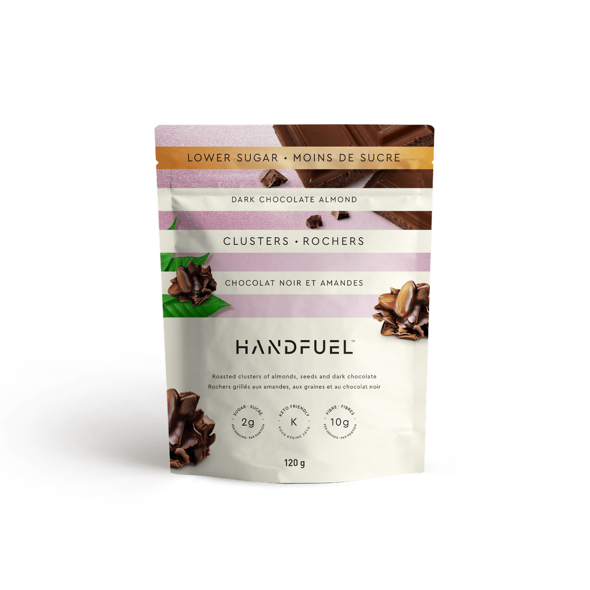 Dark Chocolate Almond Clusters  Handfuel 120g  