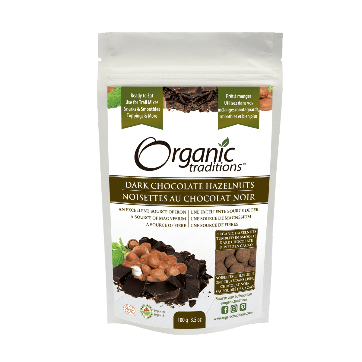 Hazelnuts, Dark Chocolate  Organic traditions 100g  