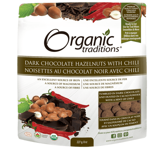 Hazelnuts, Dark Chocolate W Chili  Organic traditions 227g  