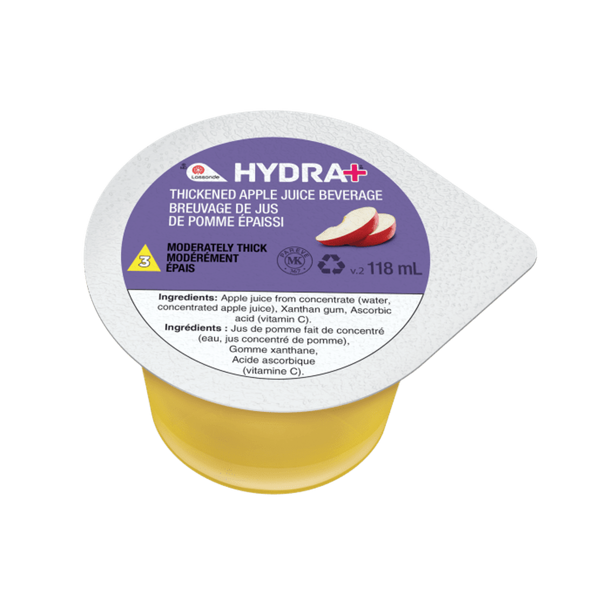 Hydra+ Thickened Apple Juice Beverage IDDSI 3  Lassonde Hydra+   