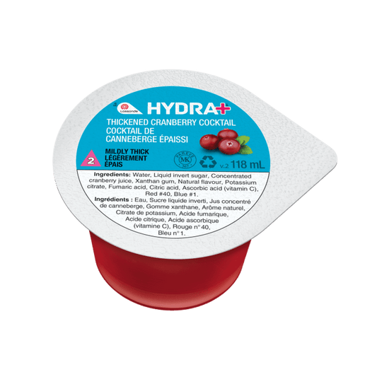 Hydra+ Thickened Cranberry Cocktail IDDSI 2  Lassonde Hydra+ 24 X 118 mL  