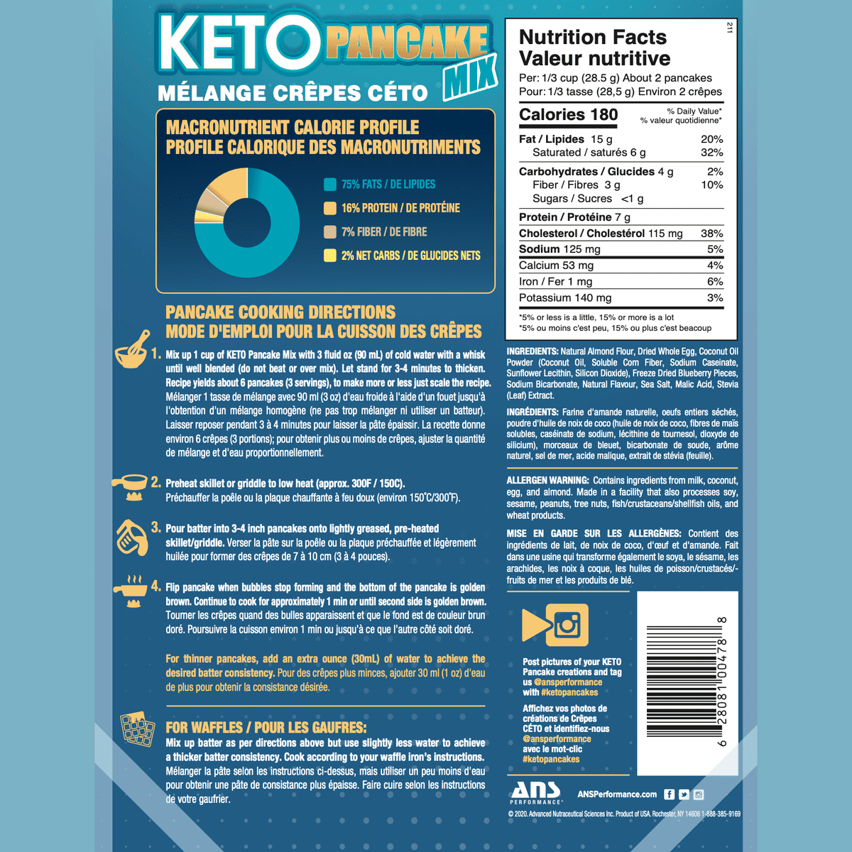 KETO Pancake Mix Blueberry  ANS Performance   