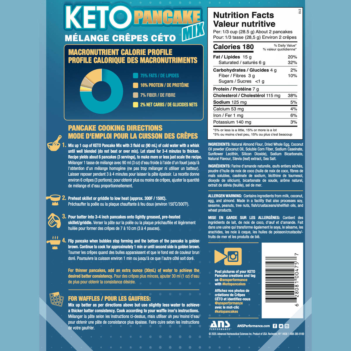 KETO Pancake Mix Buttermilk  ANS Performance   