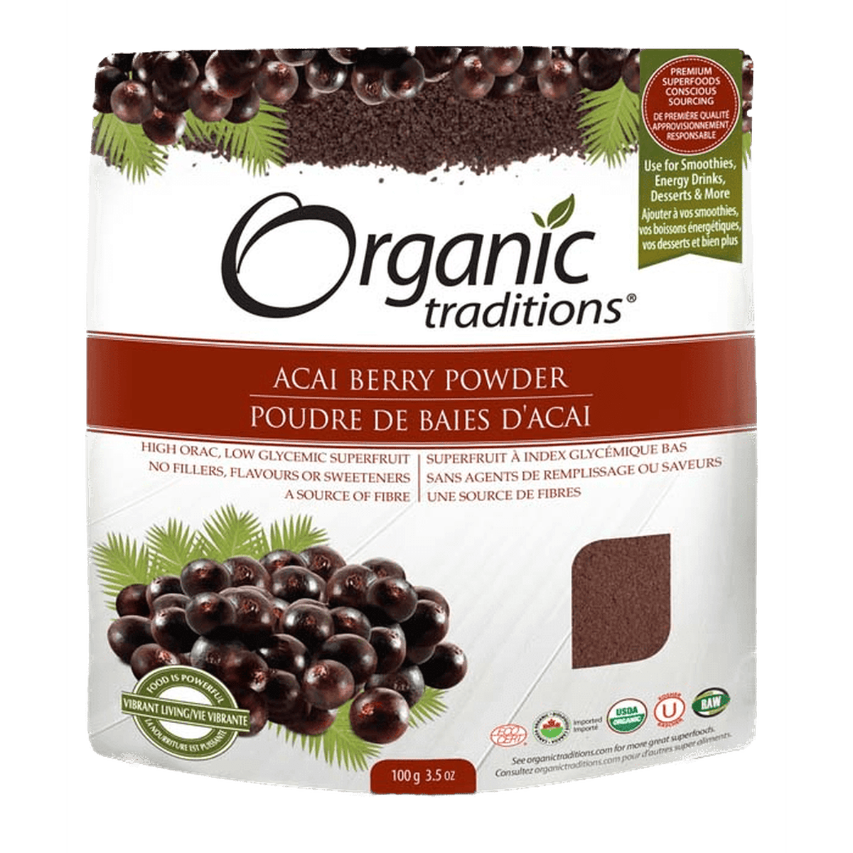 Organic Acai Berry Powder Cold Dried  Organic traditions   