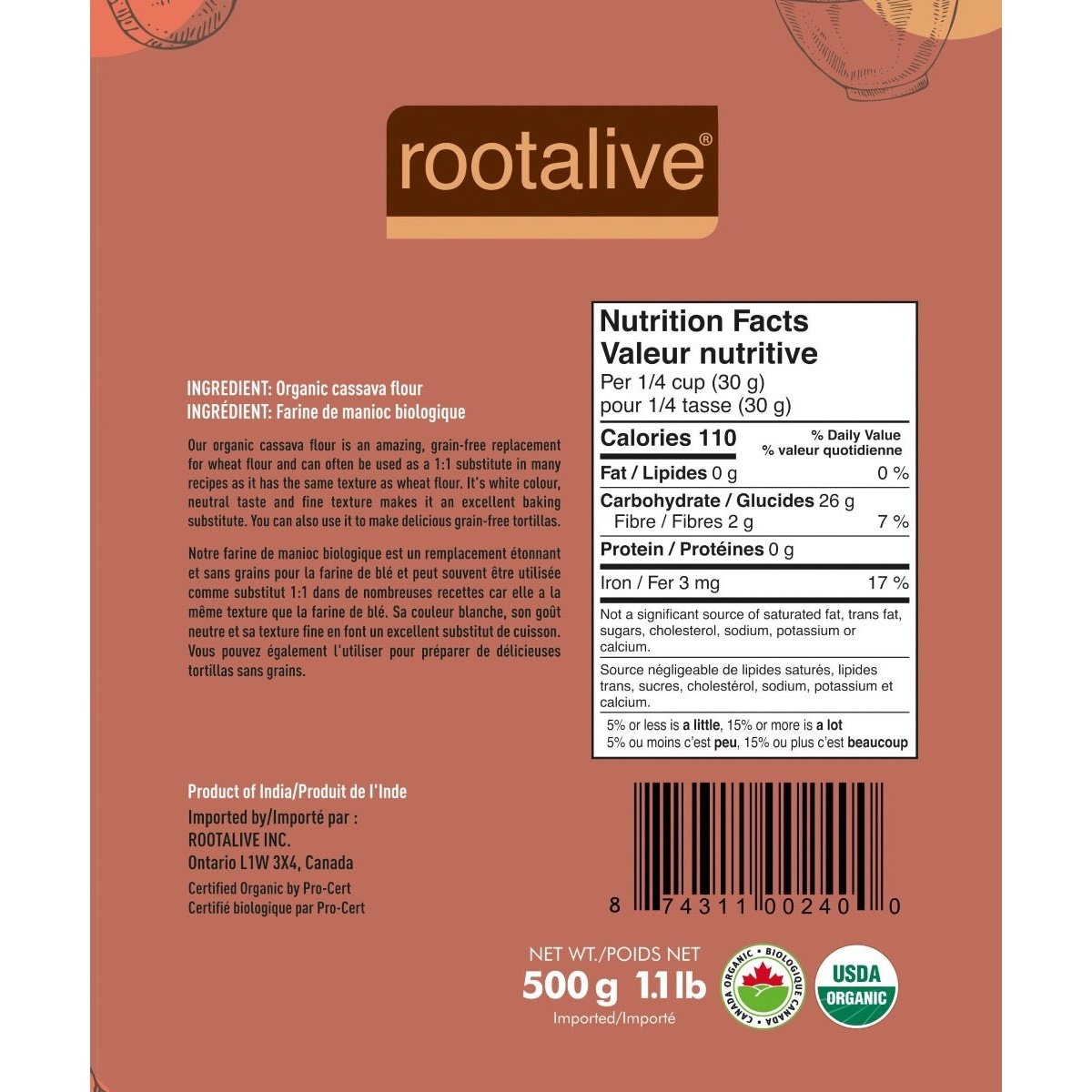 Organic Cassava Flour  Rootalive Inc.   