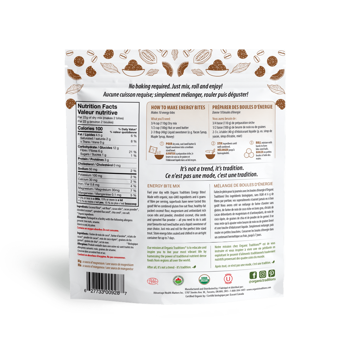 Organic Chocolate Energy Bite Mix  Organic traditions   