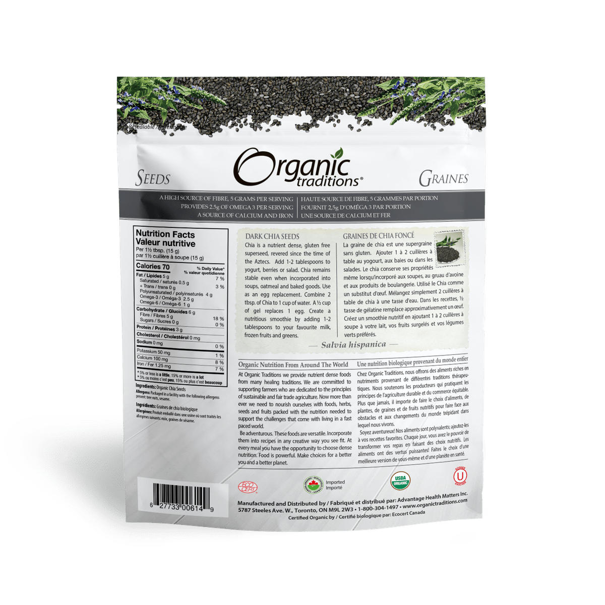 Organic Dark Chia Seeds  Organic traditions   