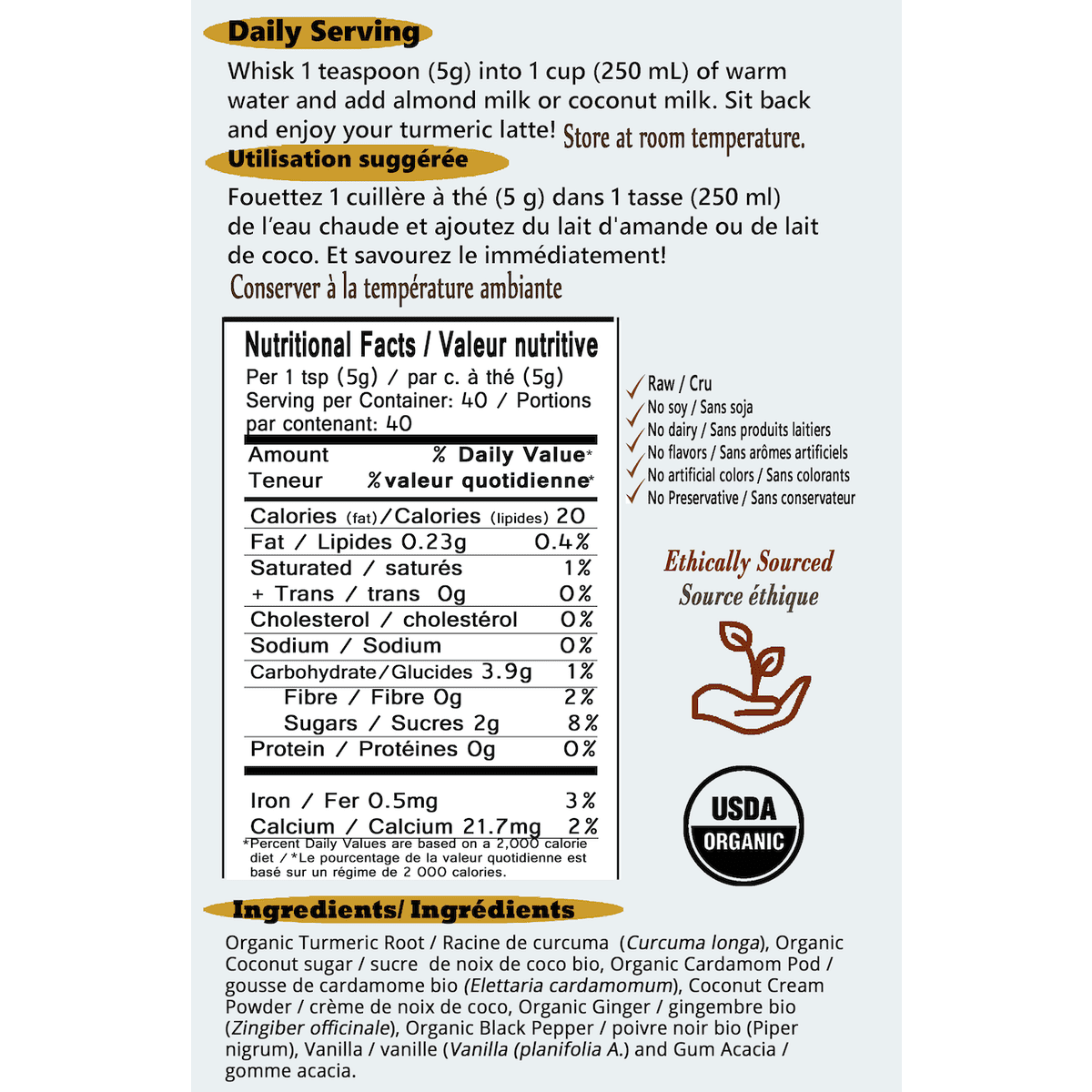 Organic Golden Turmeric Latte  Nia Pure Nature   