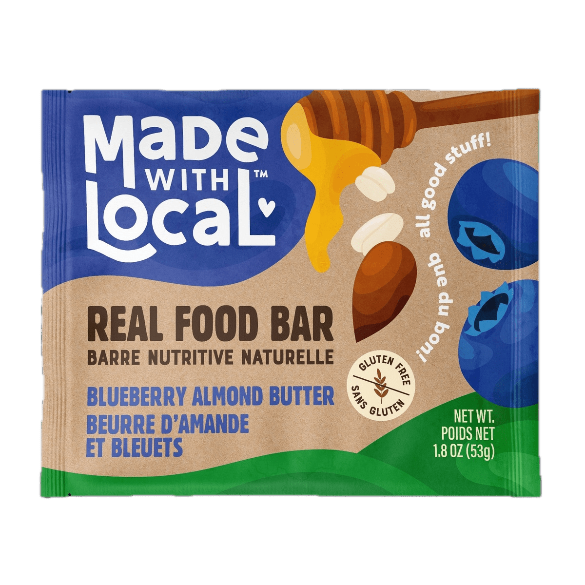 Real Food Bar - Blueberry Almond Butter  Made with Local   