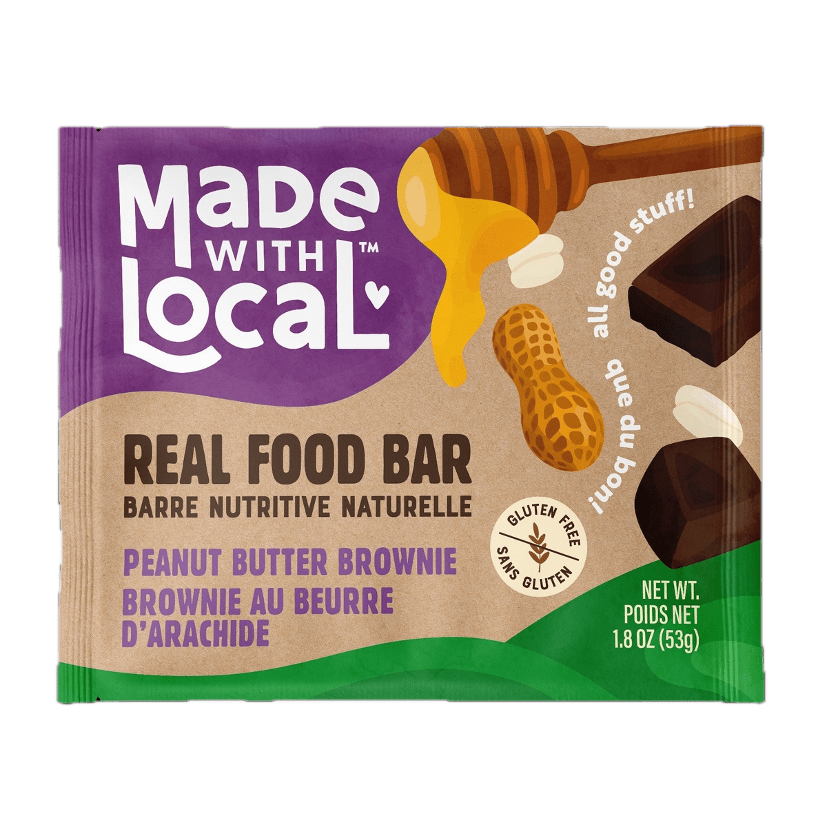 Real Food Bar - Peanut Butter Brownie  Made with Local   