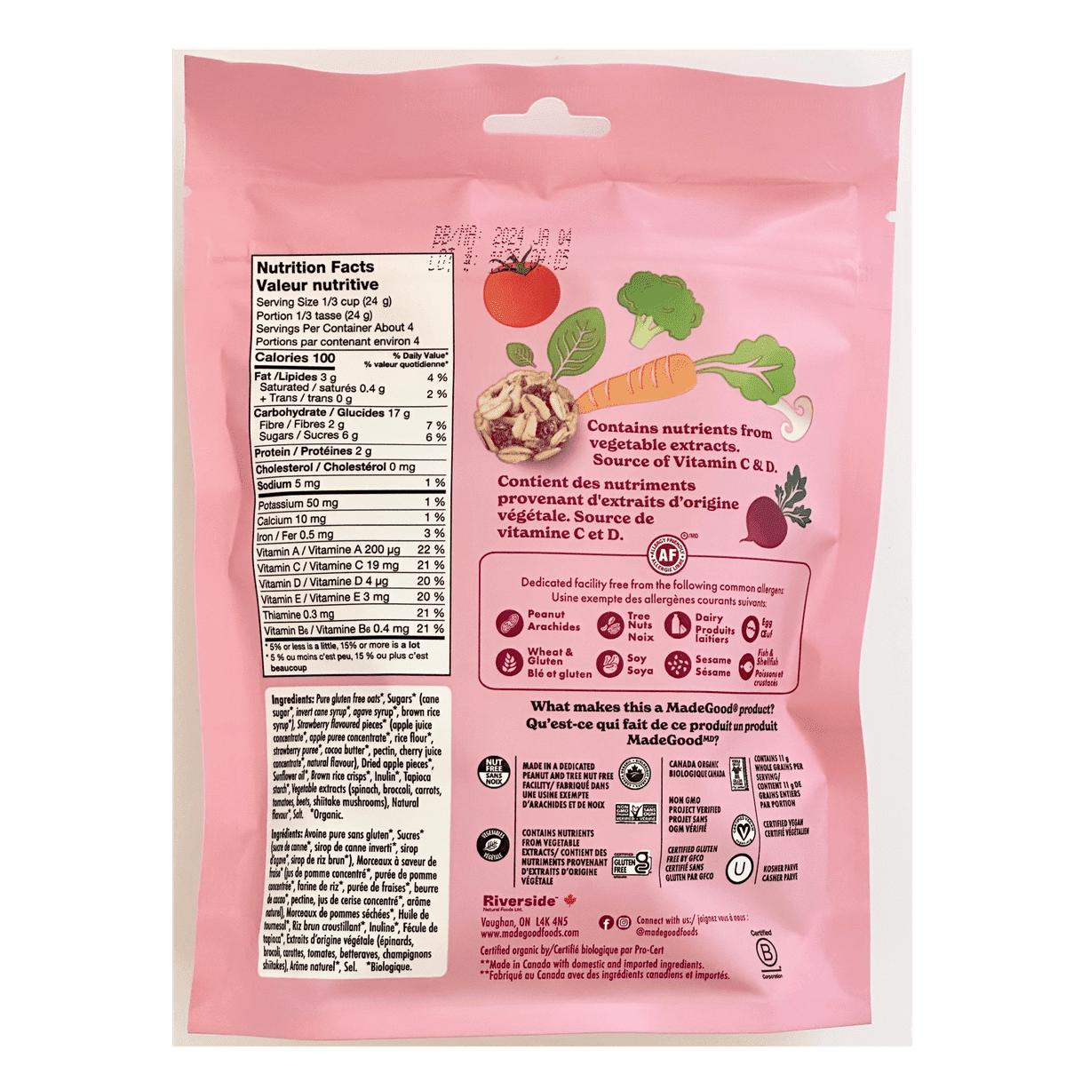 Strawberry Granola Pouch  Made Good   