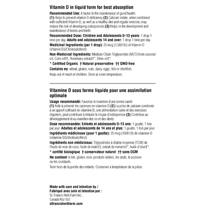 Vitamin D For All 25 mcg (1000 IU)  St. Francis Herb Farm Inc.   