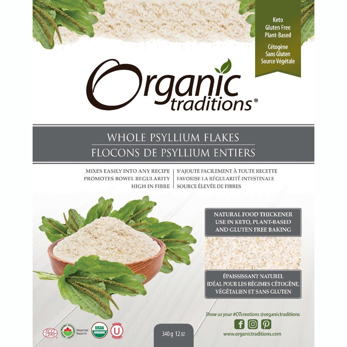 Whole Psyllium Flakes  Organic traditions   