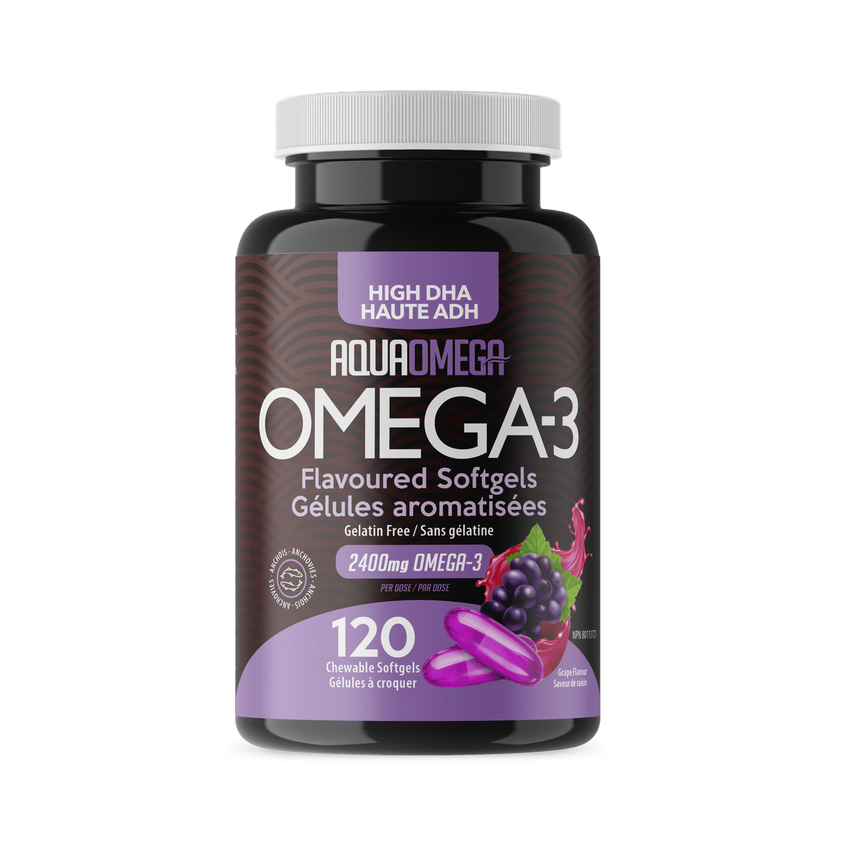 High DHA Softgels Grape  AquaOmega   