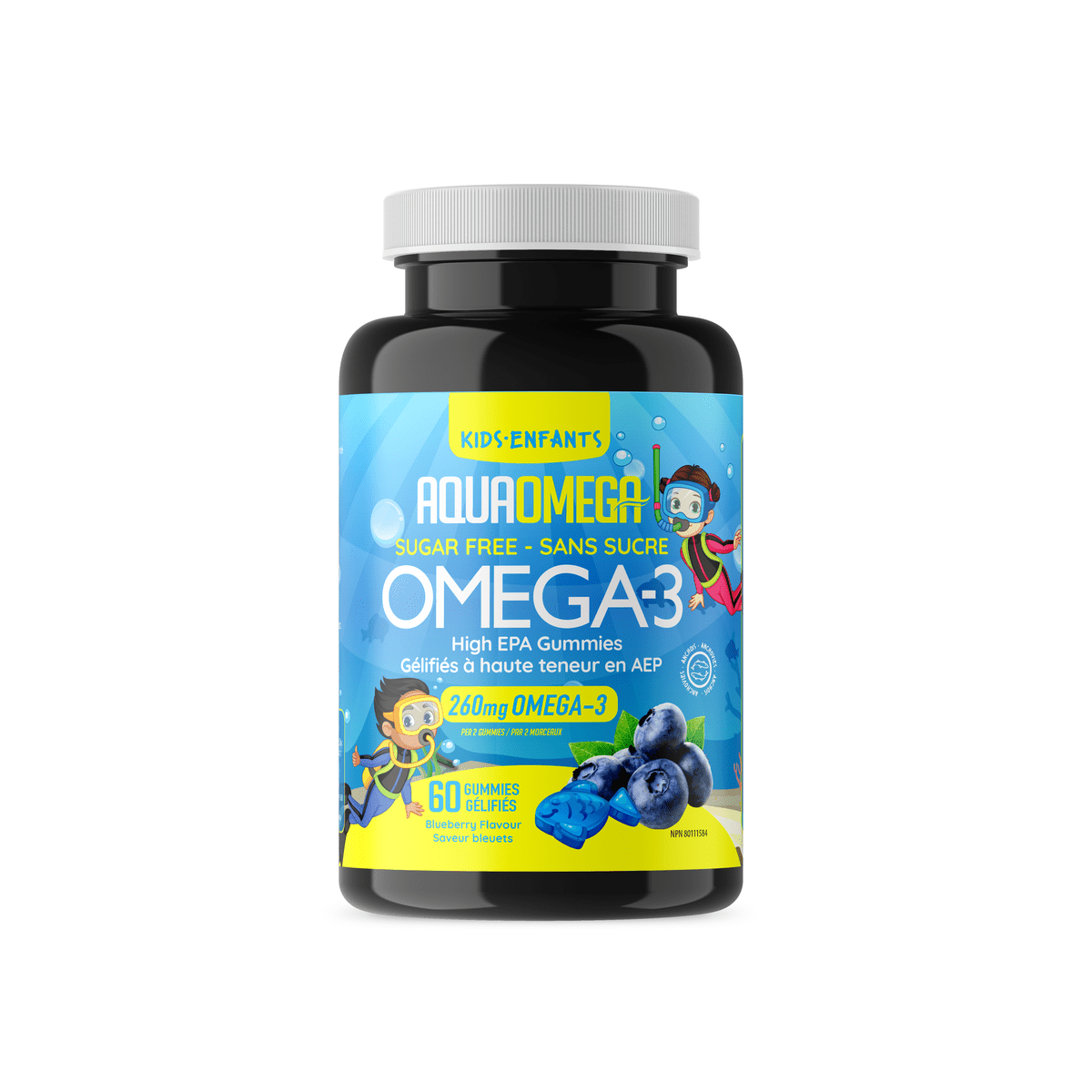 High EPA Kids Gummies, Blueberry  AQUAOMEGA   