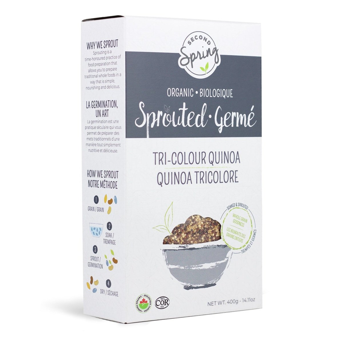 Sprouted Tri-Colour Quinoa  Second Spring Sprouted Foods   