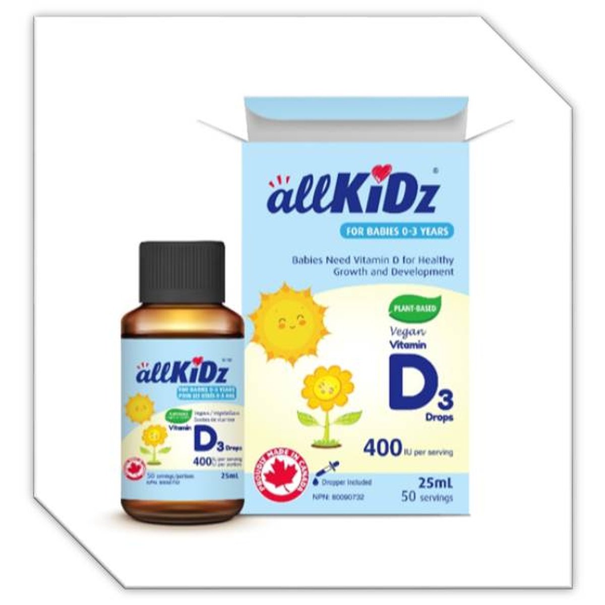 Vegan Vitamin D3 Drops  allKiDz Naturals Inc.   